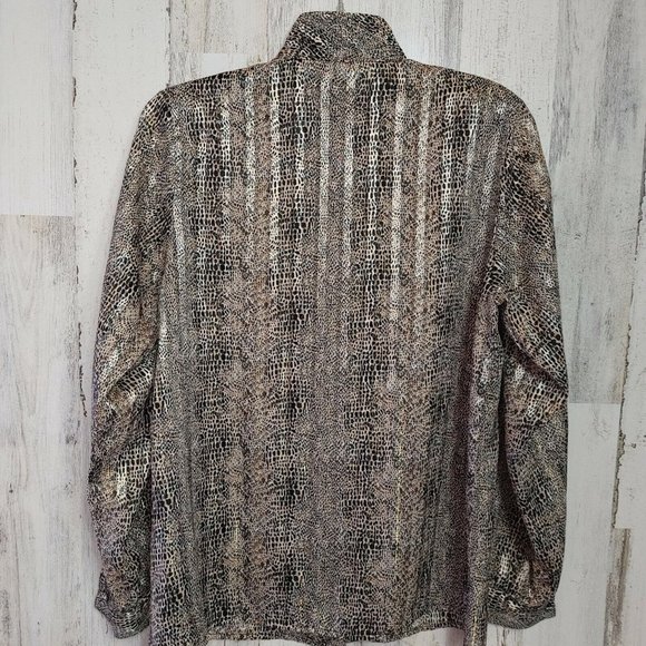 Vintage Yves St. Clair Button Up Blouse Animal Print Shoulder Pads Women's Sz 6 - Picture 5 of 6